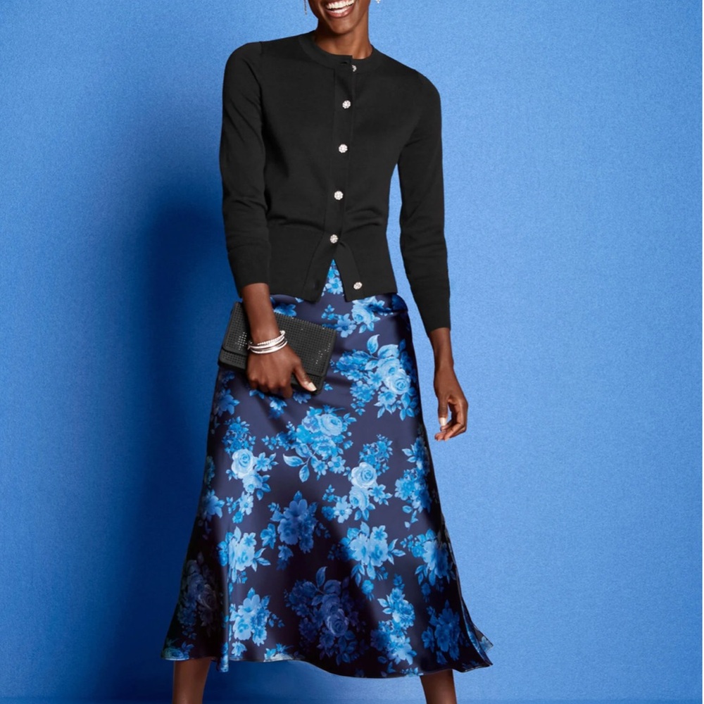 Talbots A-Line Skirt in Blue Floral